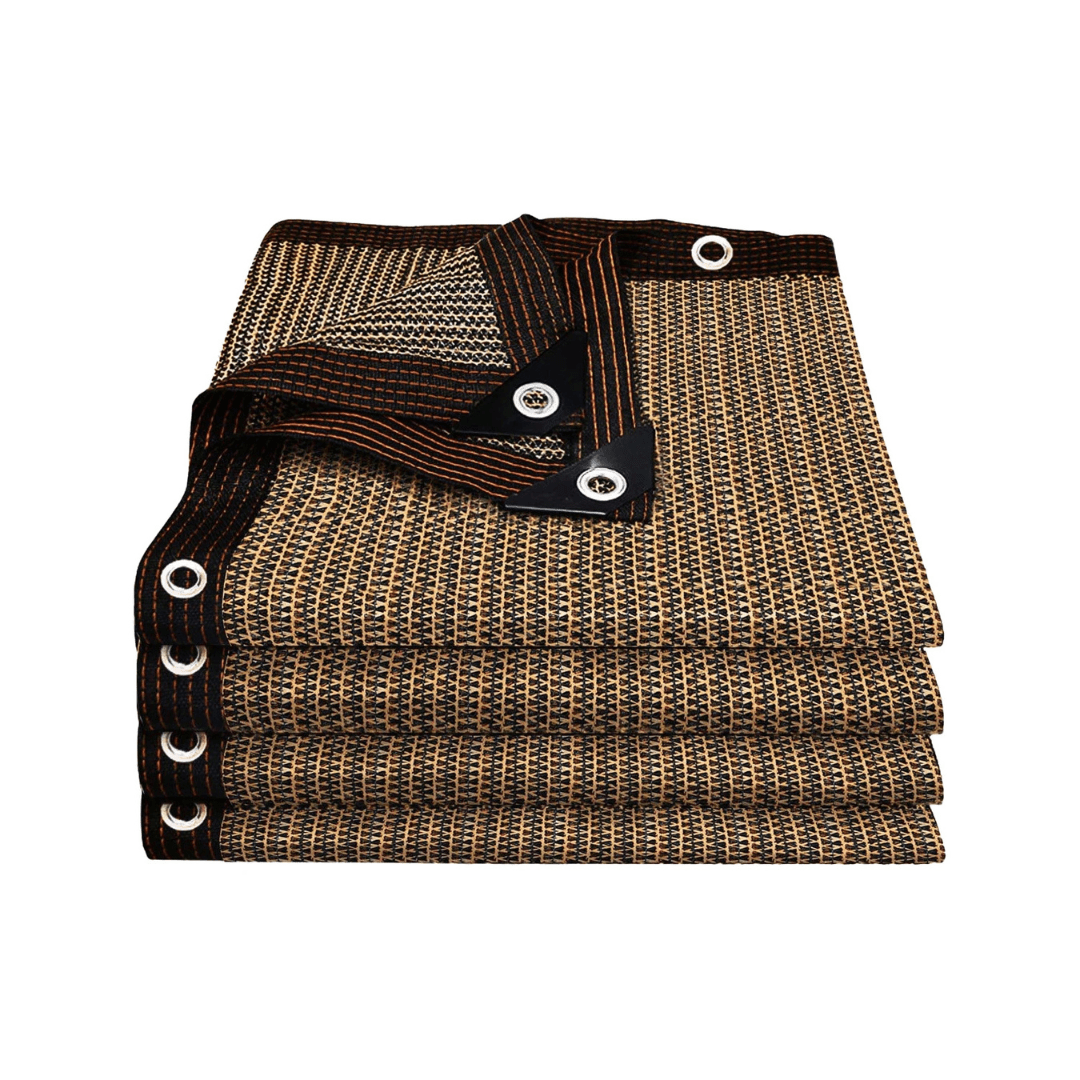 Retractable outdoor shade panel featuring a woven finish, designed for privacy and weather protection, with an easy installation process and a length of 500cm. 0